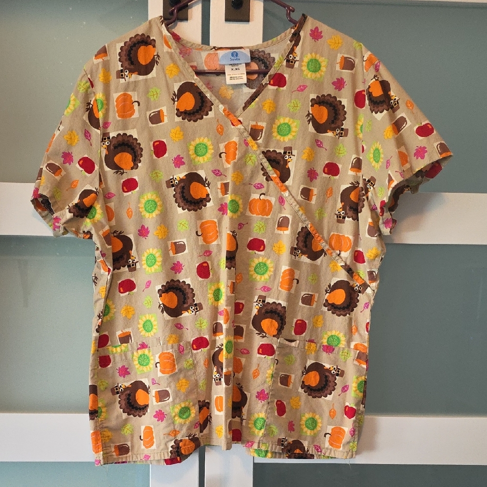 SB Scrubs Fun Fall Scrub Top